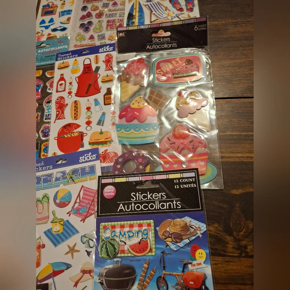 Sticker Lot Pack Scrapbook Embellishments Planner Puffy 3D Shaker Summer Beach p